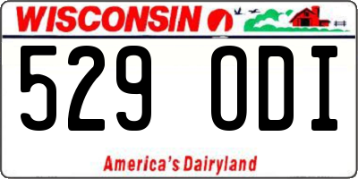 WI license plate 529ODI
