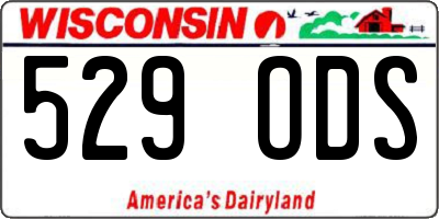 WI license plate 529ODS