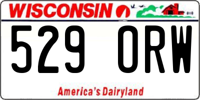 WI license plate 529ORW
