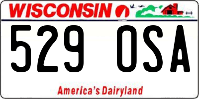 WI license plate 529OSA