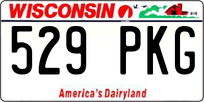 WI license plate 529PKG