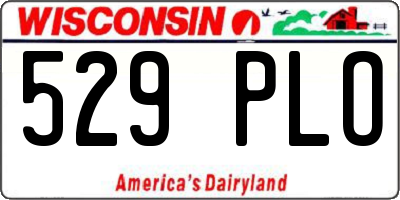 WI license plate 529PLO