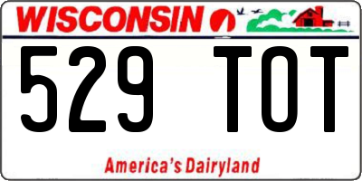 WI license plate 529TOT