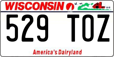 WI license plate 529TOZ