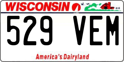 WI license plate 529VEM