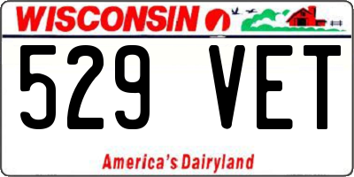 WI license plate 529VET