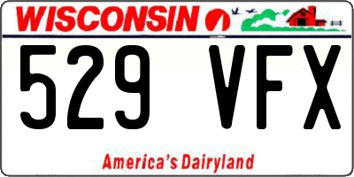 WI license plate 529VFX