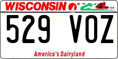 WI license plate 529VOZ