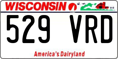 WI license plate 529VRD
