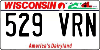 WI license plate 529VRN