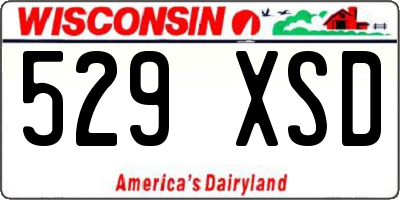 WI license plate 529XSD