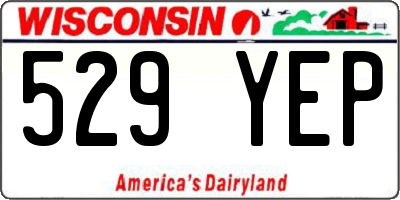 WI license plate 529YEP