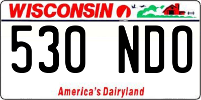 WI license plate 530NDO