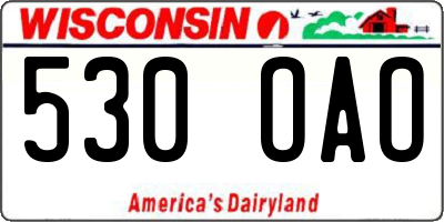 WI license plate 530OAO