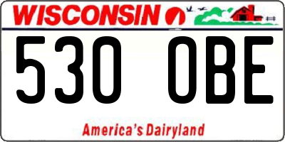 WI license plate 530OBE
