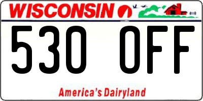 WI license plate 530OFF