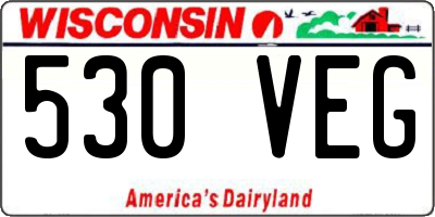 WI license plate 530VEG