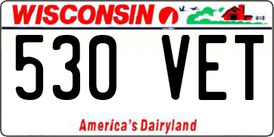 WI license plate 530VET