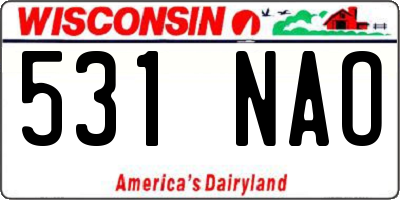 WI license plate 531NAO