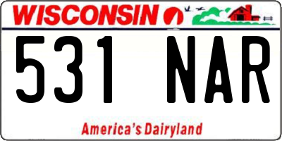 WI license plate 531NAR