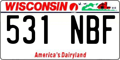 WI license plate 531NBF