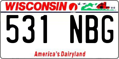 WI license plate 531NBG