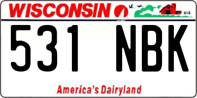 WI license plate 531NBK