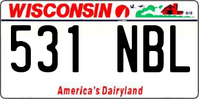 WI license plate 531NBL