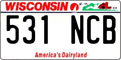 WI license plate 531NCB