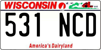 WI license plate 531NCD