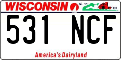 WI license plate 531NCF