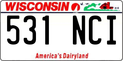 WI license plate 531NCI