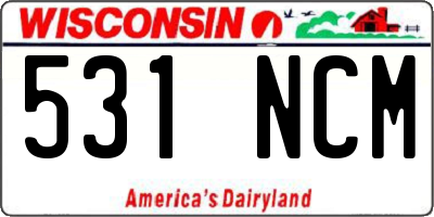WI license plate 531NCM