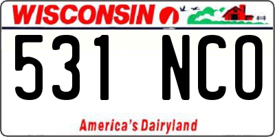 WI license plate 531NCO