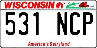 WI license plate 531NCP