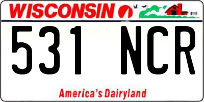 WI license plate 531NCR