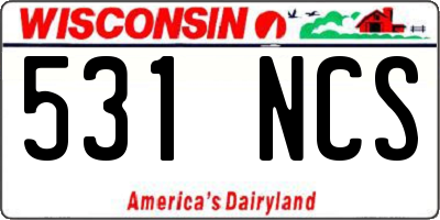 WI license plate 531NCS