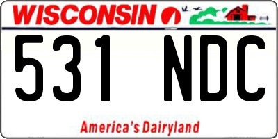 WI license plate 531NDC