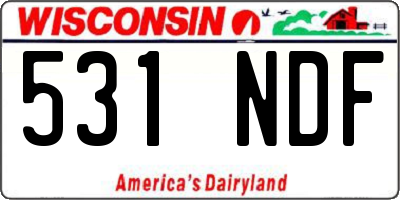 WI license plate 531NDF