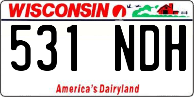 WI license plate 531NDH