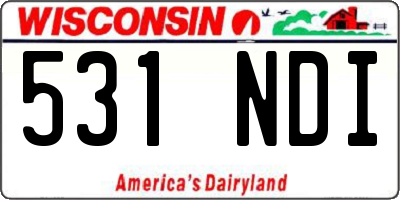 WI license plate 531NDI