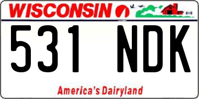 WI license plate 531NDK