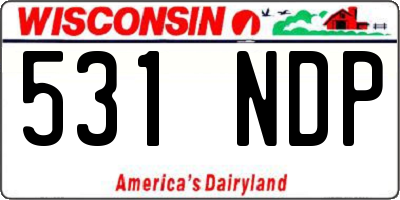 WI license plate 531NDP
