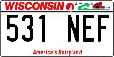 WI license plate 531NEF
