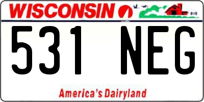 WI license plate 531NEG