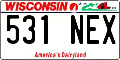 WI license plate 531NEX