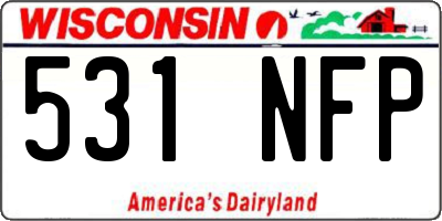 WI license plate 531NFP