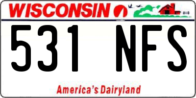 WI license plate 531NFS
