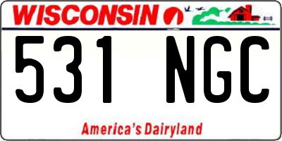 WI license plate 531NGC