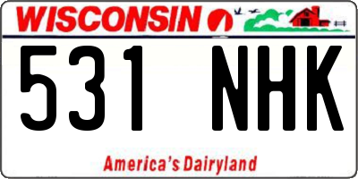 WI license plate 531NHK
